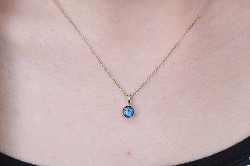 Alejandra 10K Yellow Gold Round-Cut Brazilian London Blue Topaz Pendant