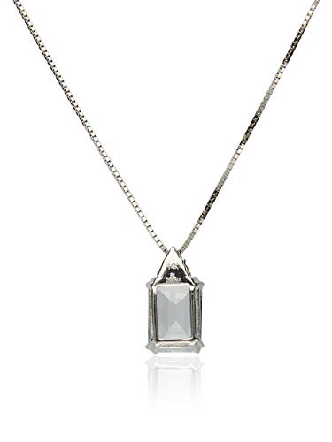 Raelynn 14K White Gold Emerald-Cut Brazilian Aquamarine Pendant