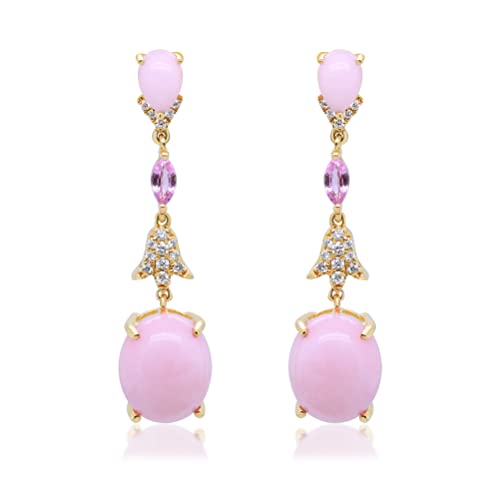 Billie 14K Yellow Gold Oval-cut Peruvian Pink Opal Earrings