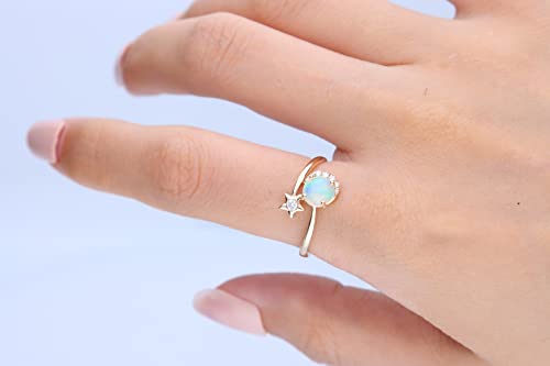 Luna 14K Yellow Gold Round-Cut Natural African Opal Ring