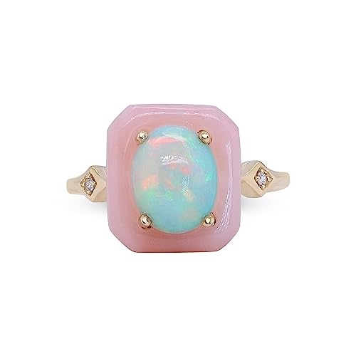 Gin and Grace 14K Pink Opal Earring, Pendant and Ring Set