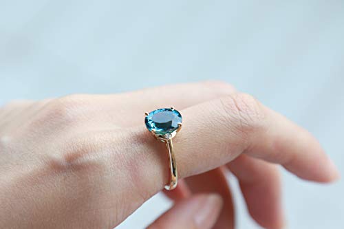 Alexandra 10K Yellow Gold Oval-Cut Brazilian London Blue Topaz Ring