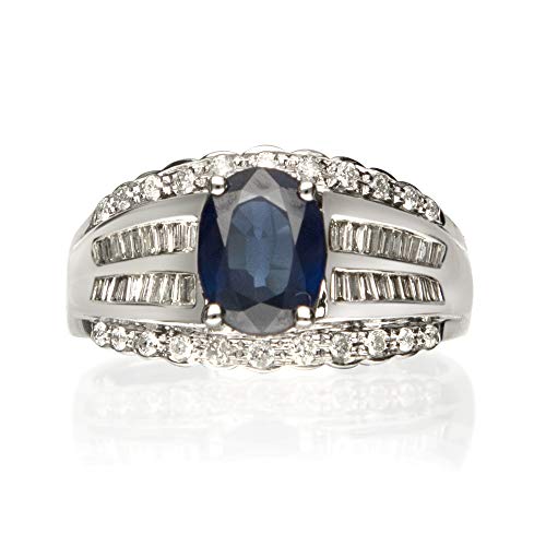 Octavia 14K White Gold Oval-Cut Ceylon Blue Sapphire Ring