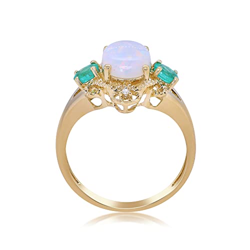 Aleah 14K Yellow Gold Oval-Cut Natural African Opal Ring