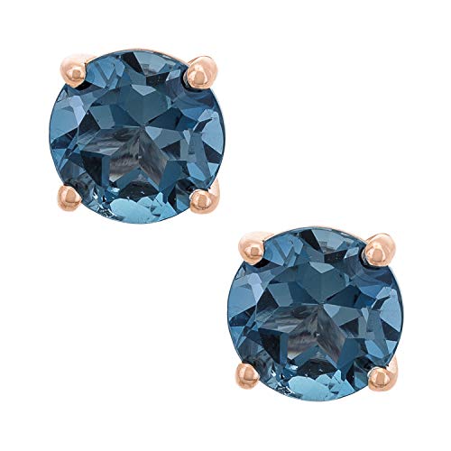 Norah 10K Rose Gold Round-Cut Brazilian London Blue Topaz Earrings