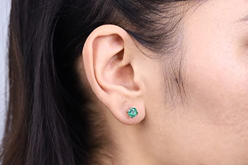 Natalia 10K Yellow Gold Round-Cut Natural Zambian Emerald Earring