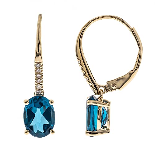 Margot 14K Yellow Gold Oval-Cut Brazilian London Blue Topaz Earrings