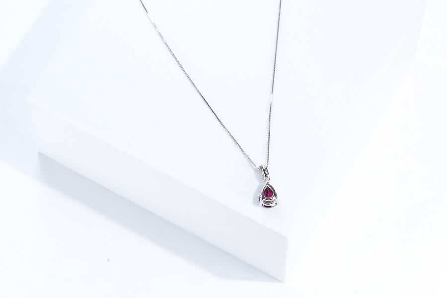 Emmie 10K White Gold Pear-cut Madagascar Rhodolite Pendant