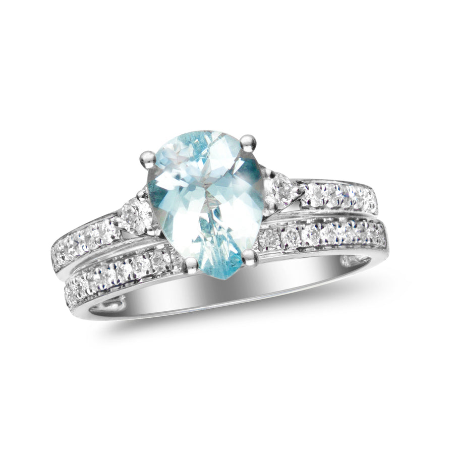 Peyton 14K White Gold Pear-Cut Brazilian Aquamarine Ring