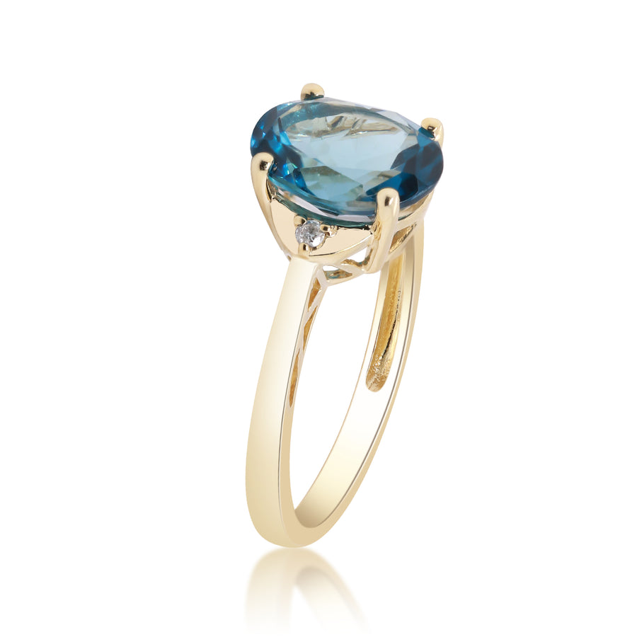 Alexandra 10K Yellow Gold Oval-Cut Brazilian London Blue Topaz Ring