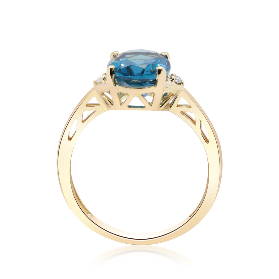 Alexandra 10K Yellow Gold Oval-Cut Brazilian London Blue Topaz Ring