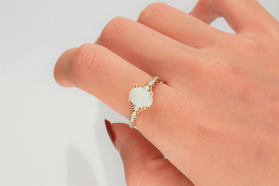 Brooke 10K Yellow Gold Oval-Cut Australian Opal Ring