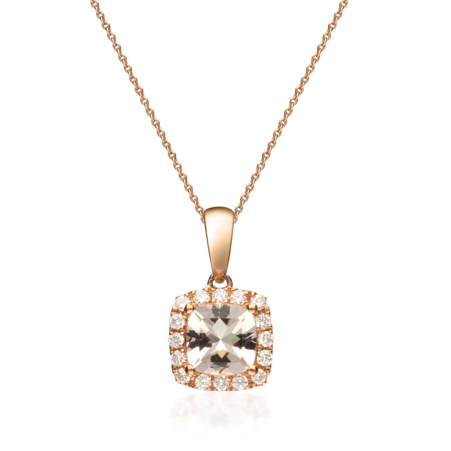 Emma 10K Rose Gold Cushion-Cut Madagascar Morganite Pendant