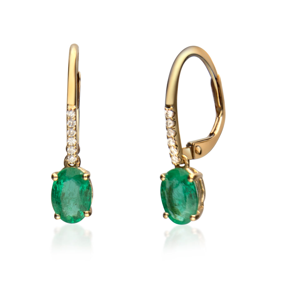 Jacqueline 10K Yellow Gold Oval-Cut Natural Zambian Emerald Earrings