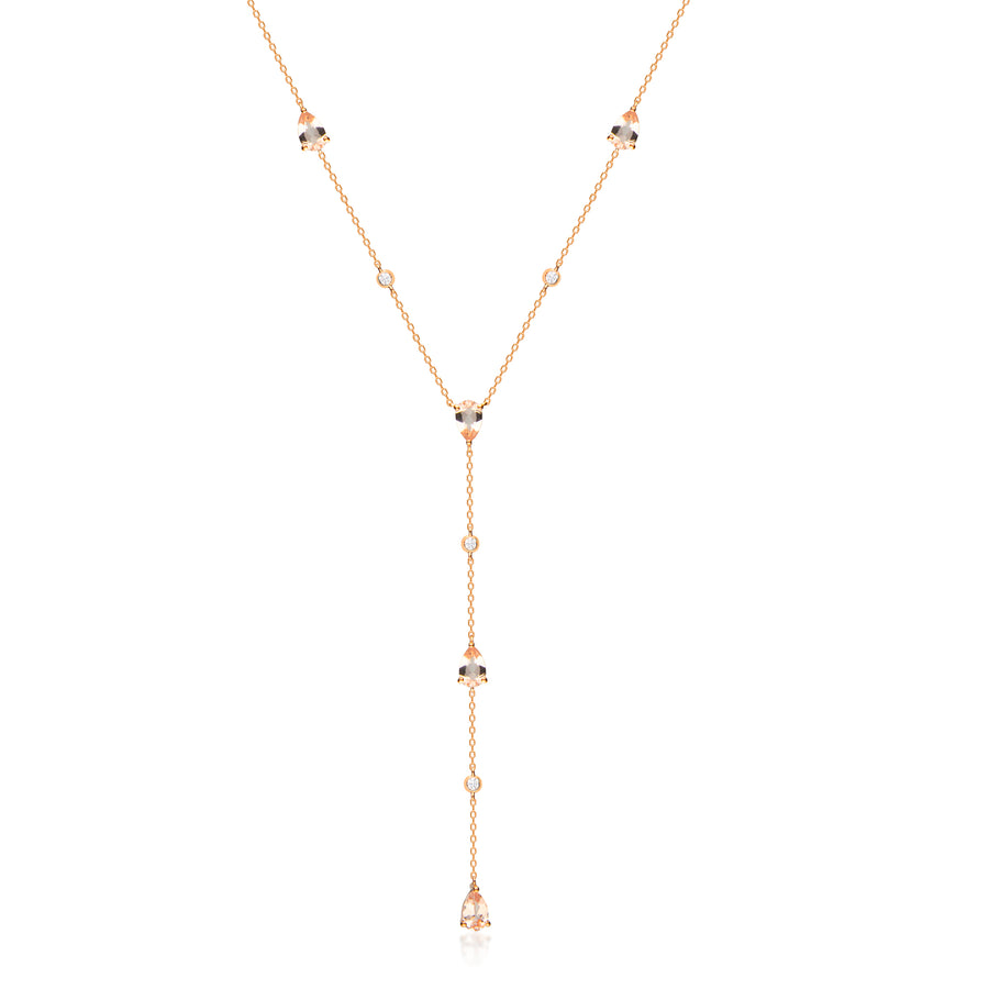 Gemma 14K Rose Gold Pear-Cut Madagascar Morganite Necklace