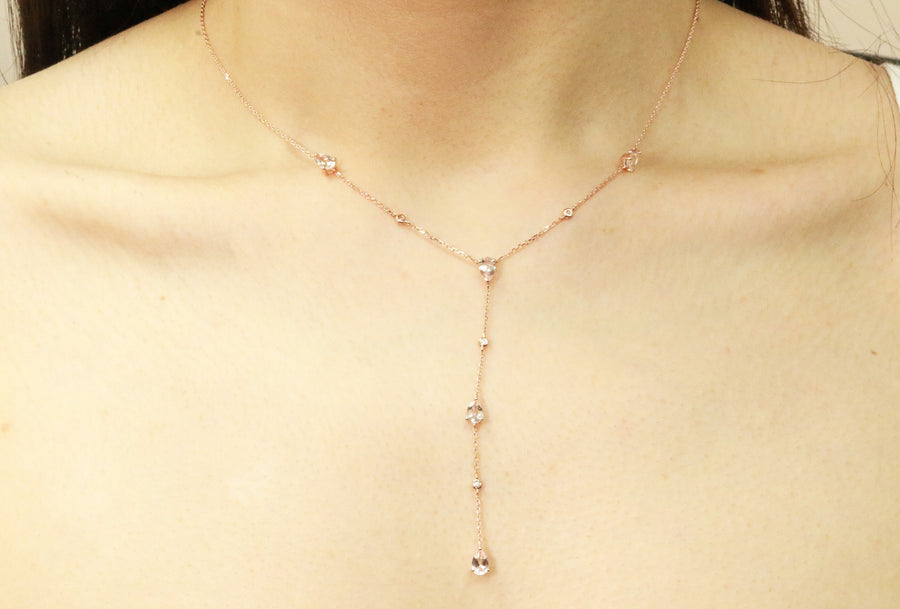 Gemma 14K Rose Gold Pear-Cut Madagascar Morganite Necklace