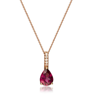 Lilianna 10K Rose Gold Pear-Cut Madagascar Rhodolite Pendant