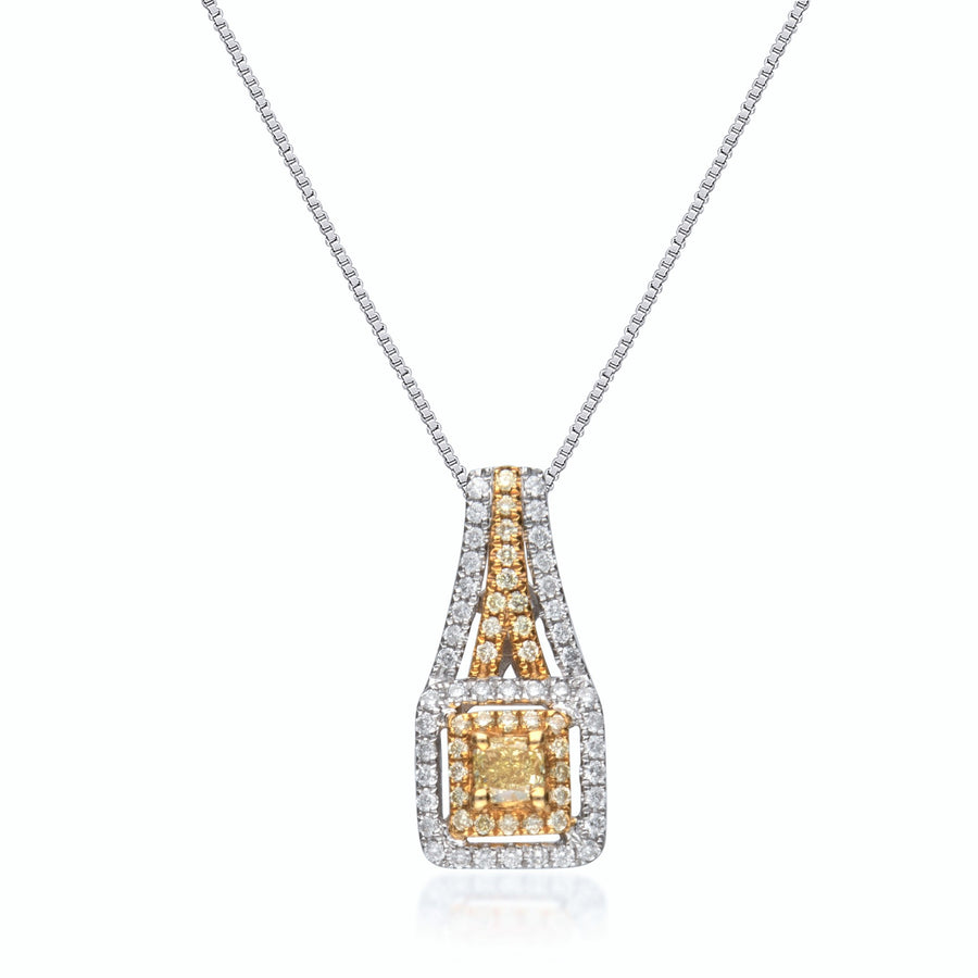 Savannah 14K Two Tone Gold Yellow Diamond Pendant