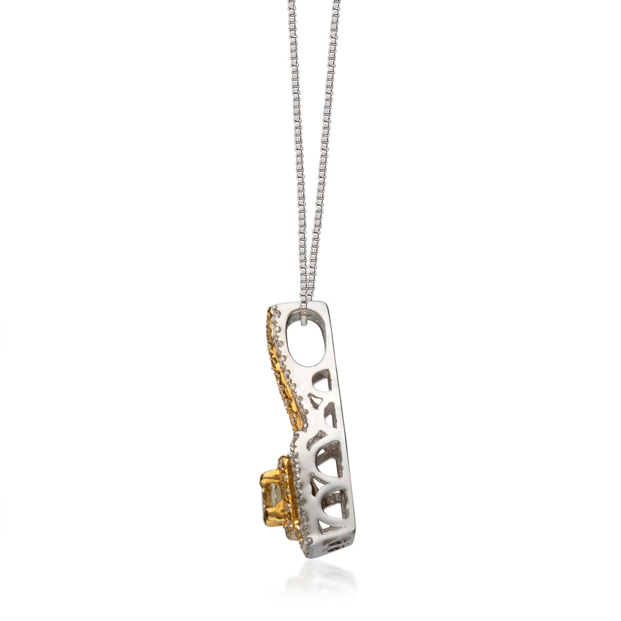 Savannah 14K Two Tone Gold Yellow Diamond Pendant