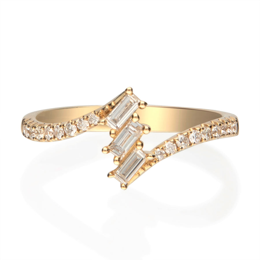 Natalie 14K Yellow Gold Baguette-Cut White Diamond Ring