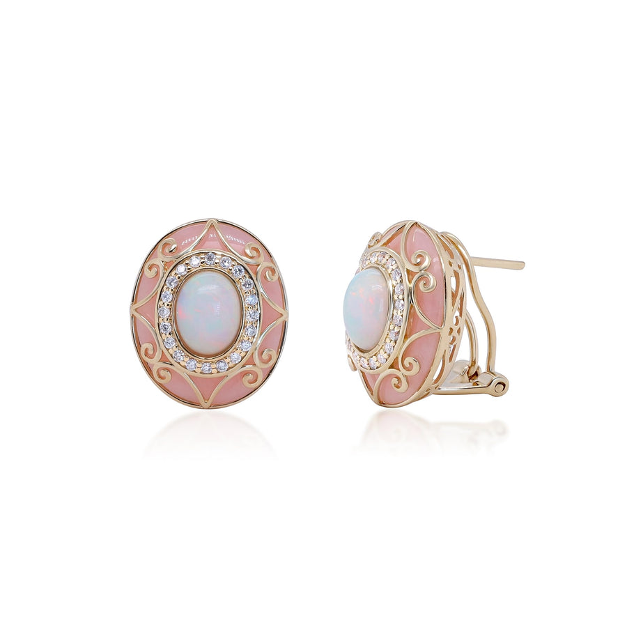 Allison 14K Yellow Gold Oval-Cut Natural African Opal Earrings