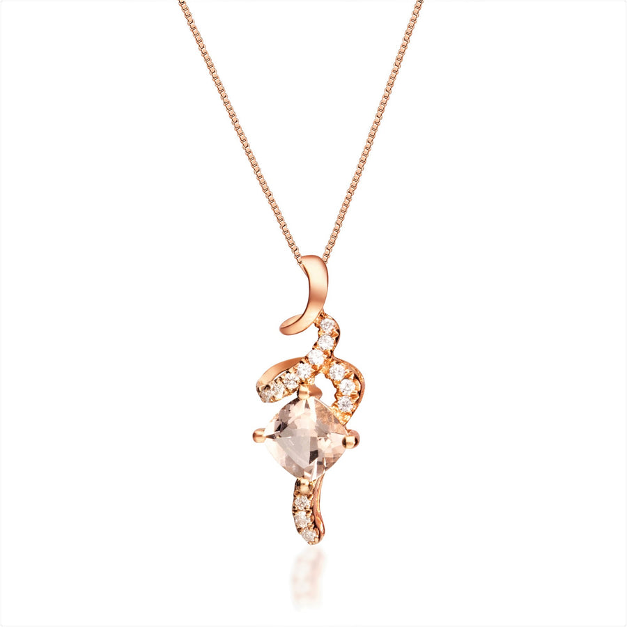 Magnolia 10K Rose Gold Cushion-Cut Madagascar Morganite Pendant