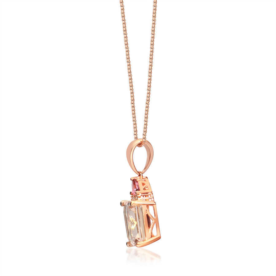 Patricia 14K Rose Gold Emerald-Cut Madagascar Morganite Pendant