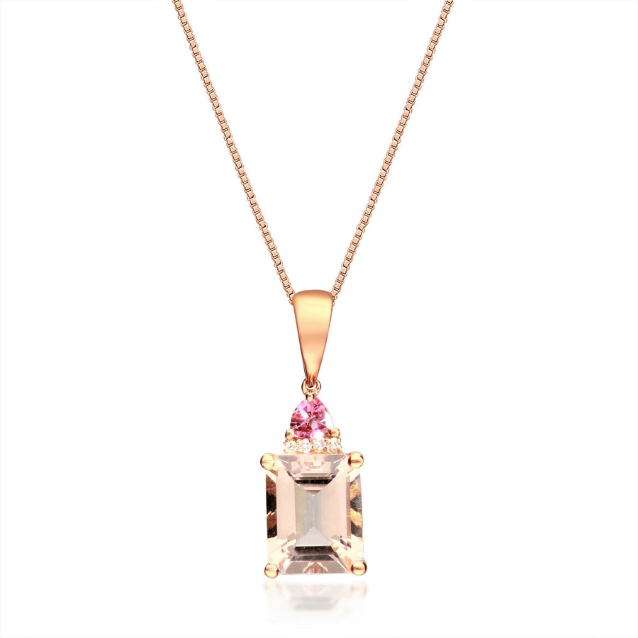 Patricia 14K Rose Gold Emerald-Cut Madagascar Morganite Pendant