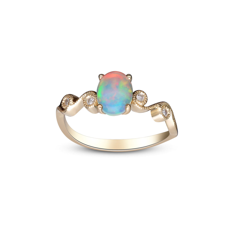 Rosa 14K Yellow Gold Oval-Cut Natural African Opal Ring