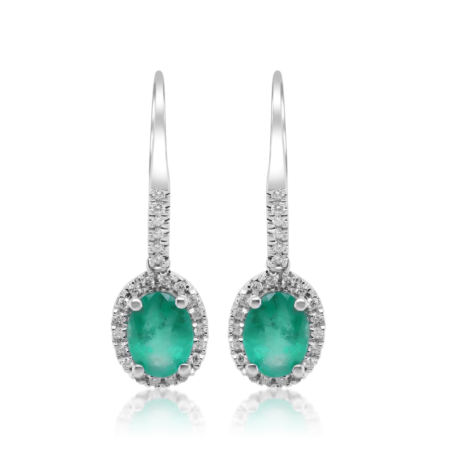 Rosalie 14K White Gold Oval-Cut Natural Zambian Emerald Earring