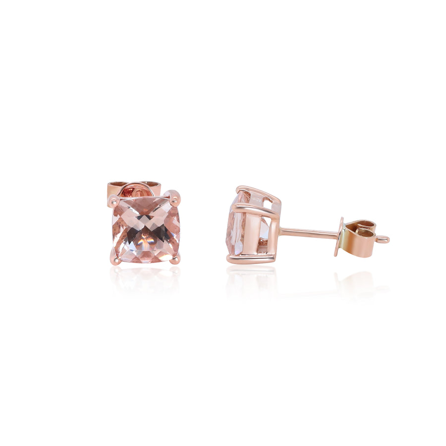 Elsa 14K Rose Gold Cushion-Cut Madagascar Morganite Earring