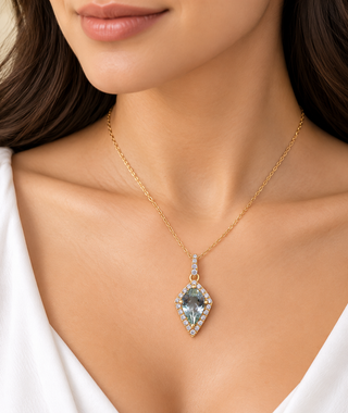 Valerie 10K Yellow Gold Pear-Cut Green Amethyst Pendant