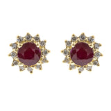 Chloe 14K Yellow Gold Round-Cut Ruby Earrings
