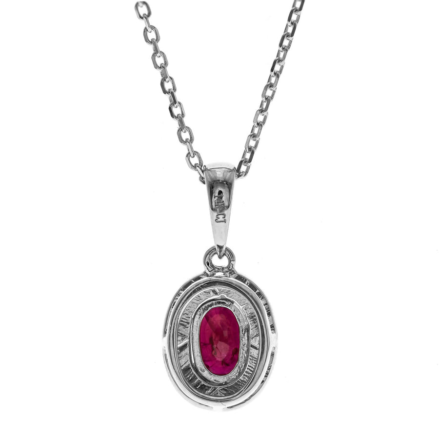 Eden 10K White Gold Oval-Cut Mozambique Ruby Pendant