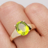 Mia 14K Yellow Gold Oval-Cut Manchurian Peridot Ring