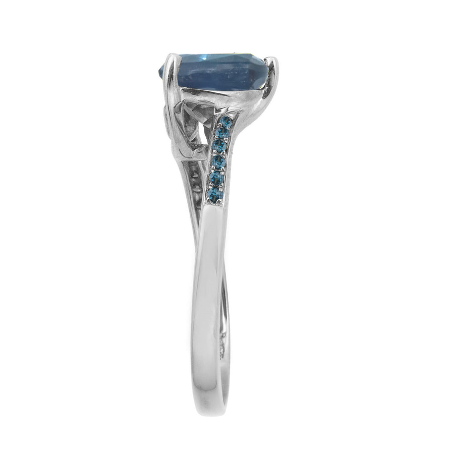 Natalia 10K White Gold Trillion-Cut Brazilian London Blue Topaz Ring