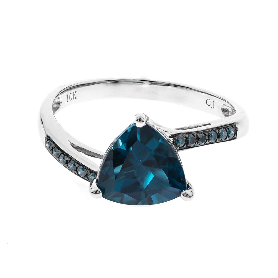 Natalia 10K White Gold Trillion-Cut Brazilian London Blue Topaz Ring