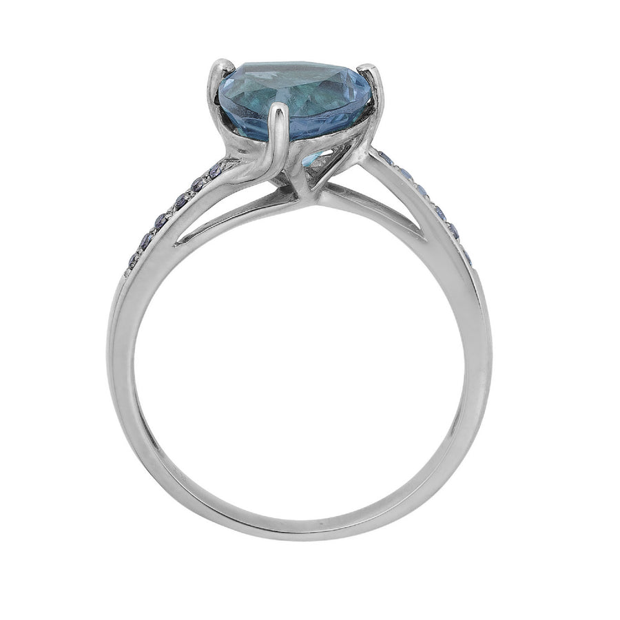 Natalia 10K White Gold Trillion-Cut Brazilian London Blue Topaz Ring