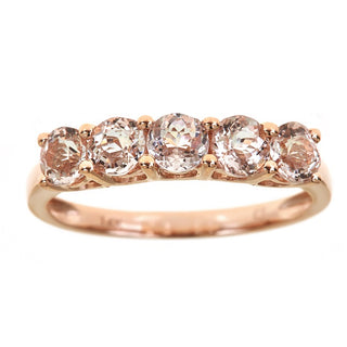 Kylee 10K Rose Gold Round-Cut Madagascar Morganite Ring
