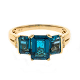 Kaylin 10K Yellow Gold Emerald-Cut Brazilian London Blue Topaz Ring