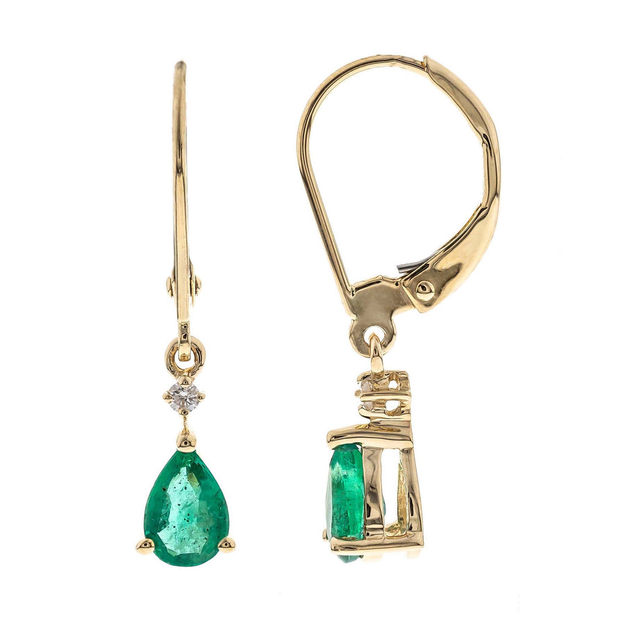 Hannah 14K Yellow Gold Pear-Cut Natural Zambian Emerald Earrings