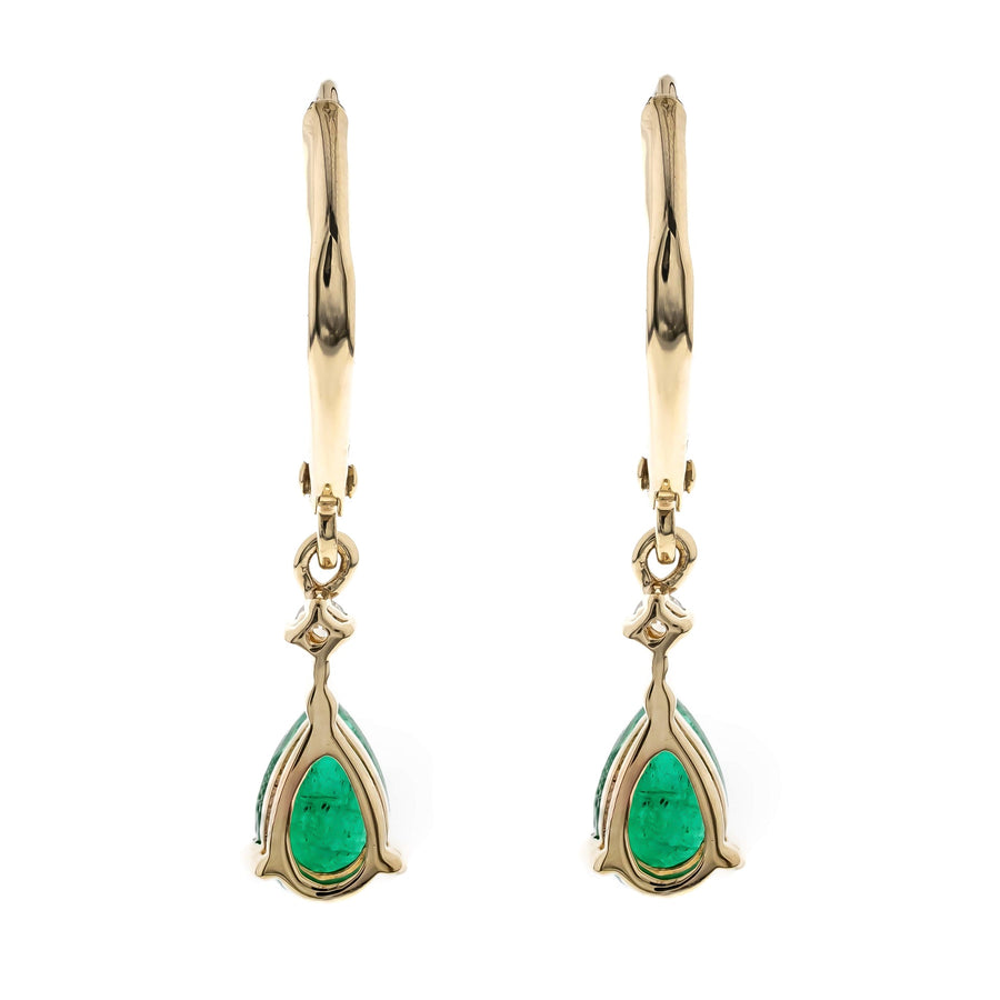 Hannah 14K Yellow Gold Pear-Cut Natural Zambian Emerald Earrings