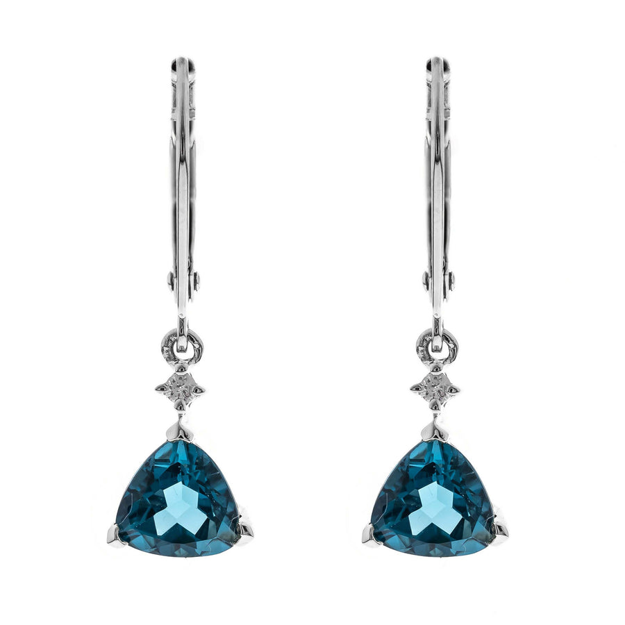 Layla 14K White Gold Trillion-Cut Brazilian London Blue Topaz Earrings