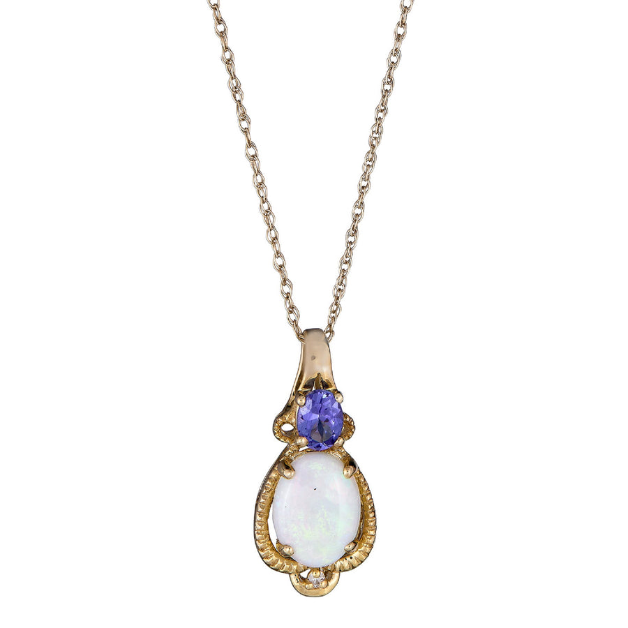 Reagan 10K Yellow Gold Oval-Cut Natural African Opal Pendant