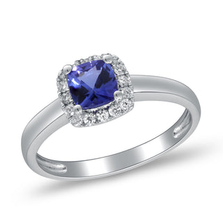 Amari 10K White Gold Cushion-Cut Tanzanian Tanzanite Ring