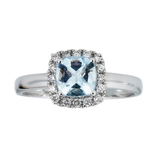 Jamie 10K White Gold Cushion-Cut Brazilian Aquamarine Ring