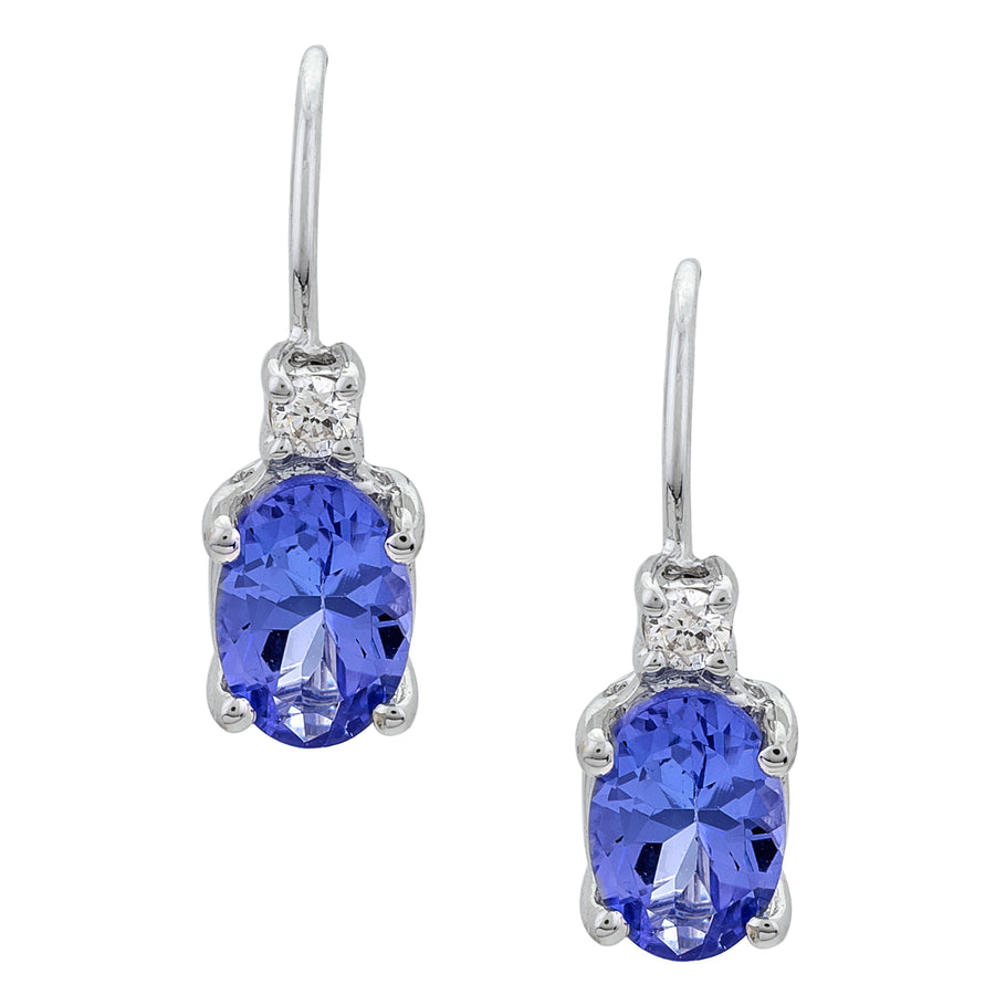 Brookes 10K White Gold Oval-Cut Tanzanian Tanzanite Earring