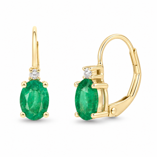 Mackenzie 10K Yellow Gold Oval-Cut Emerald Earring