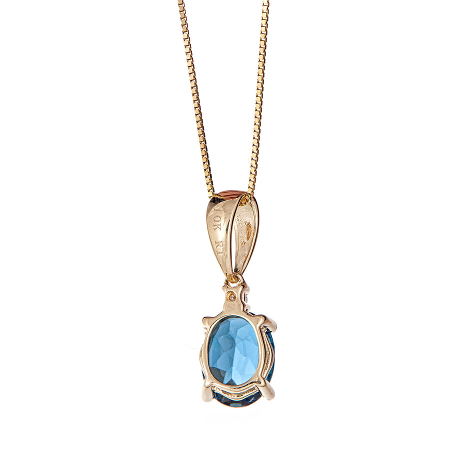 Emilia 10K Yellow Gold Oval-Cut Brazilian London Blue Topaz Pendant