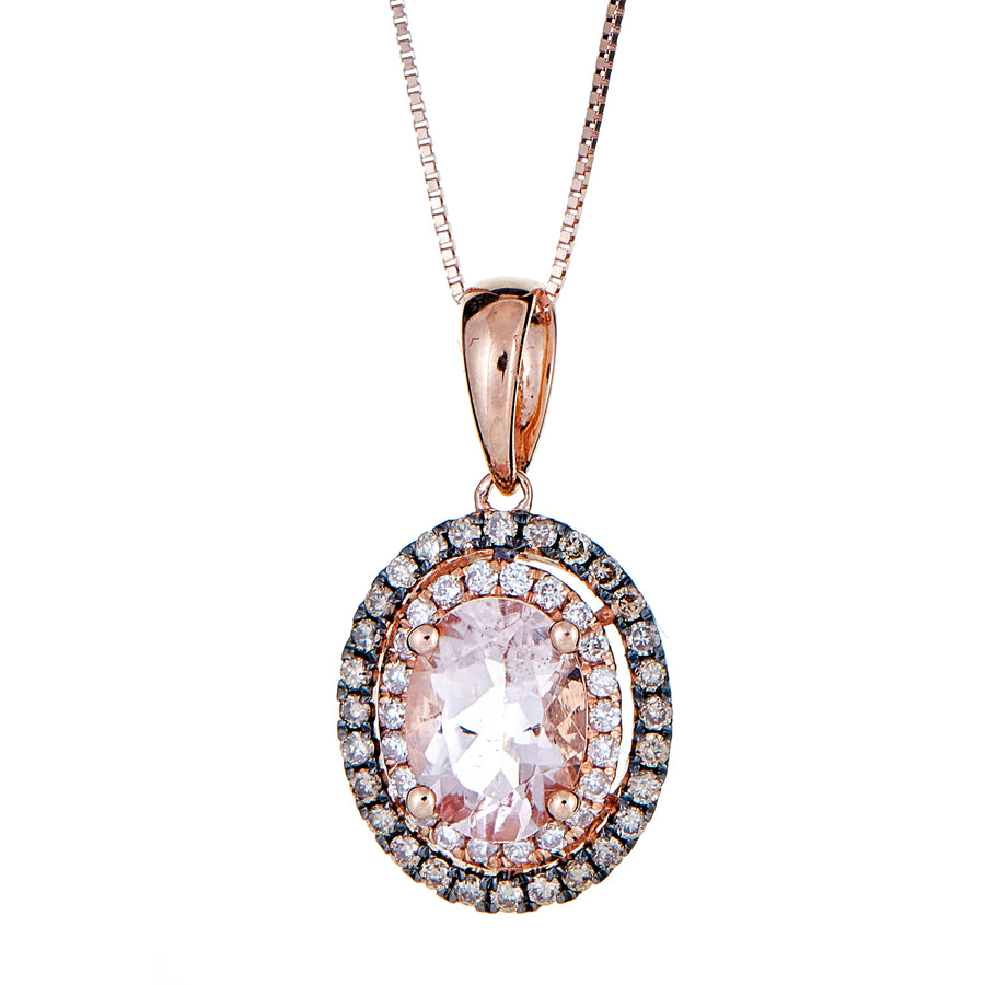 Willow 14K Rose Gold Oval-Cut Madagascar Morganite Pendant